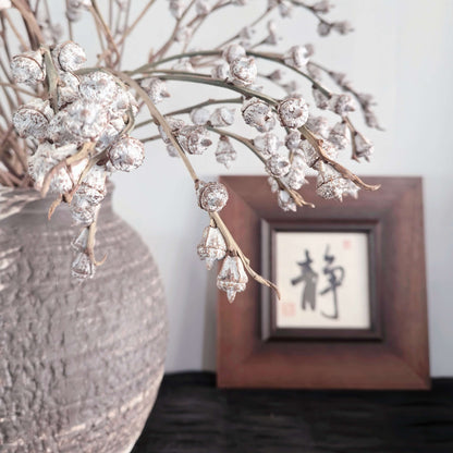 FEIverse Handmade Chinese Calligraphy Art – Square Vintage Solid Wood Frame, Wall or Table Display (“Stillness”)