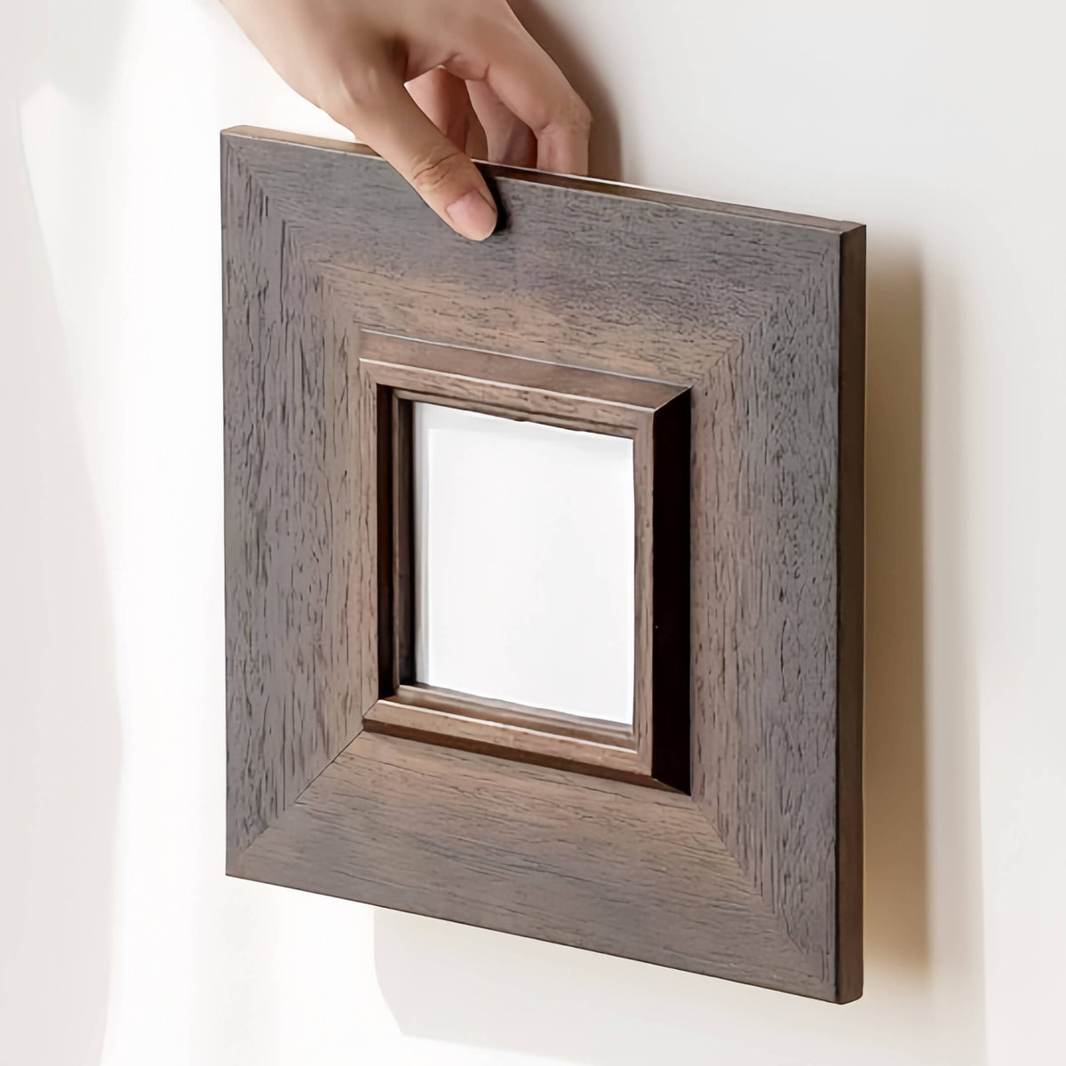 FEIverse Handmade Chinese Calligraphy Art – Square Vintage Solid Wood Frame, Wall or Table Display (“Stillness”)