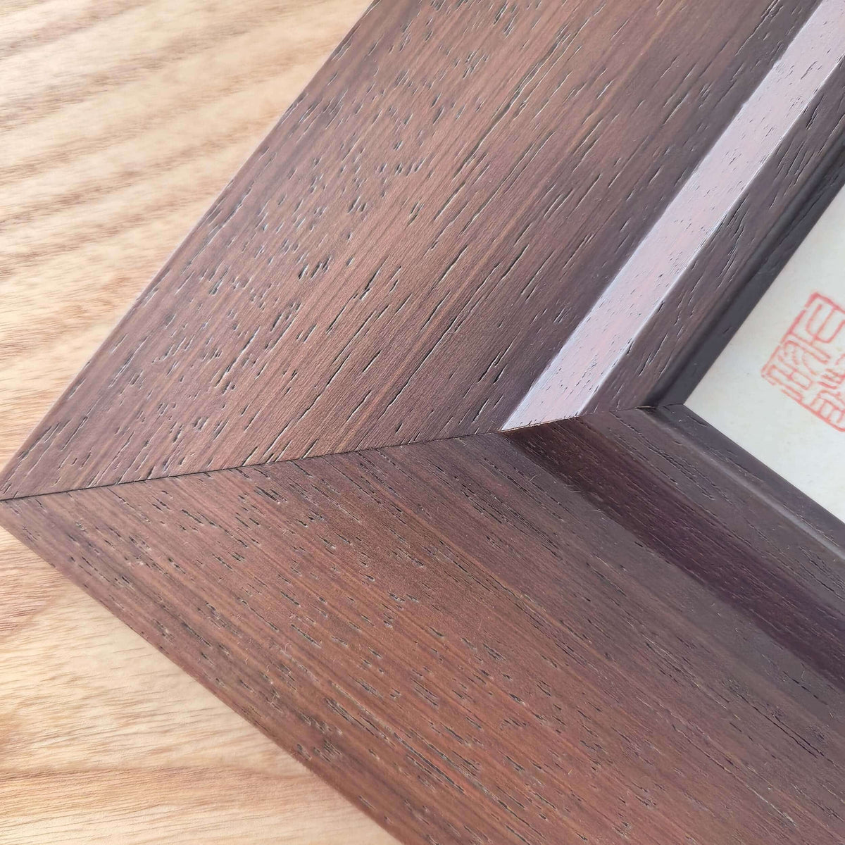 FEIverse Handmade Chinese Calligraphy Art – Square Vintage Solid Wood Frame, Wall or Table Display (“Stillness”)