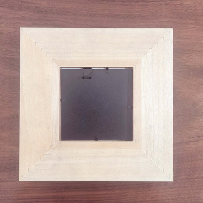 FEIverse Handmade Chinese Calligraphy Art – Square Vintage Solid Wood Frame, Wall or Table Display (“Stillness”)