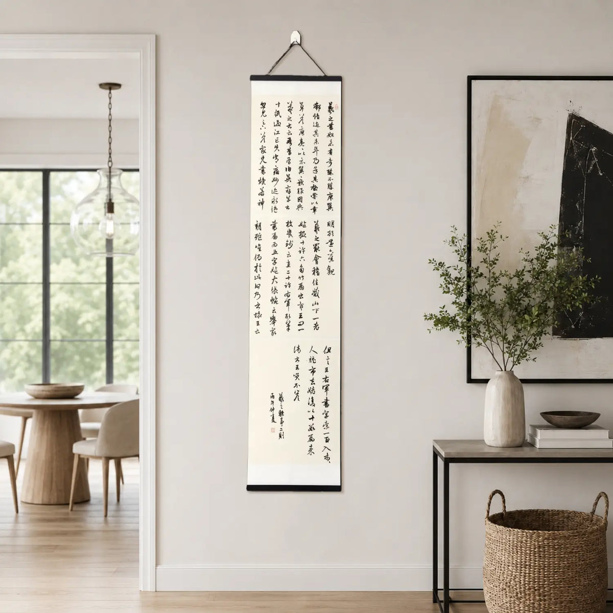 Wang Xizhi: Two Anecdotes – Handmade Chinese Calligraphy Hanging Scroll | FEIverse